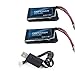 DBPOWER 2 Pack 3.7V 350mAh Li-Po Rechargeable Battery with Free USB Charger for DBPOWER U818A U845 WiFi Quadcopter
