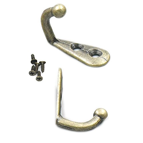 Fujiyuan 10 pcs 30mm x 12mm Hanger Hooks 2 hole Bronze Jewelry Chest Boxes Doors Wardrobe Clothes Hats Towel Zinc Alloy Utility Hooks - Thumbnail 4