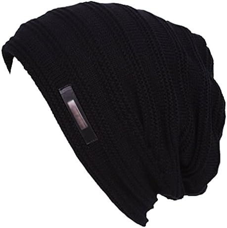 Eashar Men's New Hats Thick Soft Lined Knit Skull Cap Winter Beanies Hat,Black