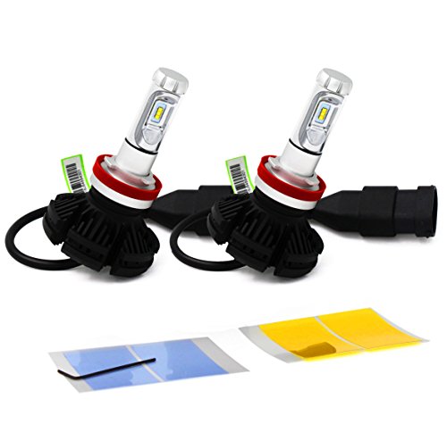Alla Lighting 2017 X3 Newest 6000lm DIY 3 Colors White Gold Yellow Ice Blue Xtremely Super Bright High Power ZES Chips Mini H11 H8 H9 LED Headlight Conversion Kits Bulbs — 2 Year Warranty (H11)