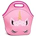Moonmo Cat Face Unicorn Face Insulated Neoprene Lunch Bag for Women and Kids - Reusable Soft Lunch Tote for Work and School (Unicorn Pink)