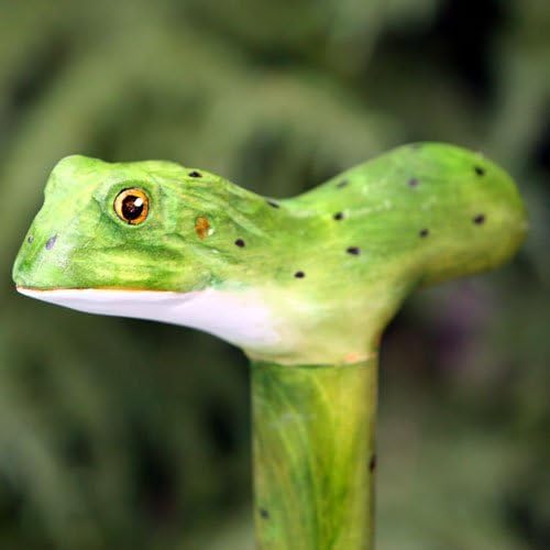 Hand Carved and Painted Wood Frog Walking Stick Cane