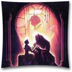 Chair Pillow case Generic Cotton &amp; Polyester Decorative Throw Pillow Case Cushion Cover Beauty and The Beast Disney Art Illust Square 18X18 inches"