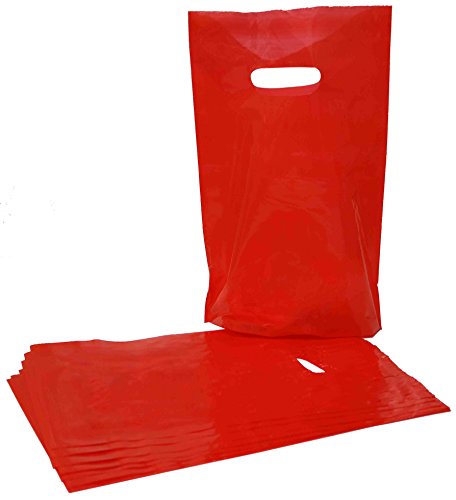 Colored Party Favor Plastic Bags Great For Theme Events, Party And Holiday Celebrations Comes In A Variety Of Colors (100 Pcs) (Red)