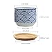 T4U 3 Inch Ceramic Succulent Planter Pots with Bamboo Tray Set of 8, Japanese Style Porcelain Handicraft as Gift for Mom Sister Aunt Best for Home Office Restaurant Table Desk Window Sill Decoration