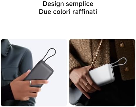 22.5W Power Bank 20000mAh, Cavo Integrato, Grigio