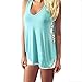 Mosunx Sexy Women Summer Lace Vest T Shirt Tees Casual Blouse Fashion Tank Tops (XXXL, Blue)