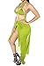 Kisscynest Women's Halter Neck Cut Out Three Piece Swimsuit Coverup 3 Pcs High Waisted Bikini Sets Swimwear Light Green XL
