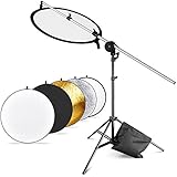 Neewer® Photo Studio Reflector Kit,Include:(1)43"/ 110cm 5-in-1 Collapsible Light Reflector+(1)30"-70"/77-180cm Reflector Arm Support +(1)6 Ft/75" 190cm Photography Light Stand +(1)Sandbag
