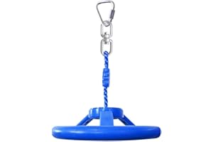 letsgood Ninja Swing Obstacle Wheel for Kids - 360° Rotatable Monkey Warrior Wheel for Backyard Outdoor Obstacle Course, Swing Set (Blue)
