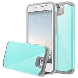 HTC One A9 Case, RANZ Grey with Aqua Blue Hard Impact Dual Layer Shockproof Bumper Case For HTC One A9
