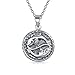 Pisces Zodiac Sign Astrology Horoscope Round Medallion Pendant For Men Women Necklace Antiqued Sterling Silver