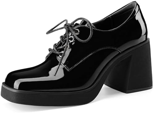 Amazon.com | Soda Women's JoJo Lace Up Oxford Lug Platform Block Heel Shoes,  Black, 8.5 M US | Shoes