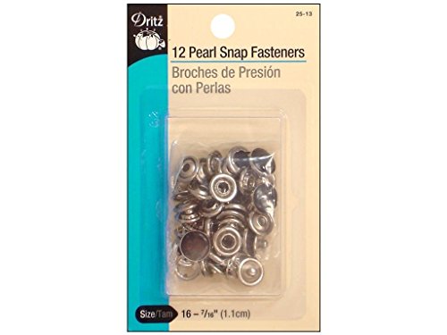 Dritz 7/16" Pearl Snap Fasteners, 12 Sets Druckknöpfe, Perle, Schwarz, Size 16 (7/16-Inch) 12-Pack