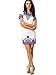 Floerns Women's Porcelain Print Short Sleeve Mini Top Shirt Dress White Blue S
