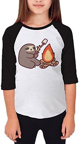 Shenmm Campfire Sloth Youth Middle Raglan Round Collar Tee