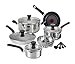 T-fal C911SE74 Excite Stainless Steel Cookware Set, 14-Piece, Silver
