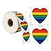 50PCS Rainbow Gay Pride Stick Flag and 500PCS LGBT Love Rainbow Heart-Shaped Stickers for Mardi Gras, Rainbow Party Gifts, Crafts Envelope Sealing Labels