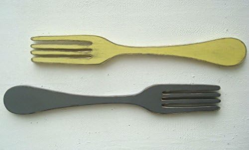set of 2 wood fork and spoon wall art pieces