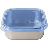 U Konserve Stainless Steel Food Storage Bento Box Container, Leak Proof Silicone Lid Dishwasher Safe - Plastic Free (15oz Blue)