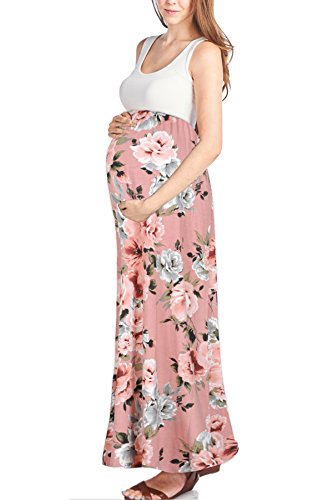 Beachcoco Womens Maternity Sleeveless Maxi Empire Waist Flower Printed Tank  | Desertcart Jamaica