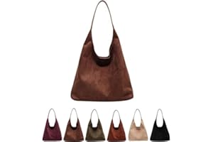 LUSHANDY Leather Hobo Bags for Women Brown Purses Suede Purse Slouchy Tote Bag Suede Tote Bag Fall Purses Handbag