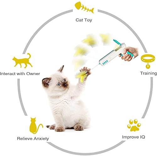 N&J Kelivi Cat Toy Gun，Interactive Cat Toys and Rebound Gun Toys for Kitten Cat Teaser Toys with Ball and Feather for Entertainment and Exercise Cat Toys for Indoor Cats. (Yellow)