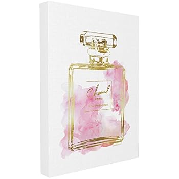 Stupell Industries Glam Perfume Bottle Gold Pink Oversized Stretched Canvas Wall Art, Proudly Made in USA