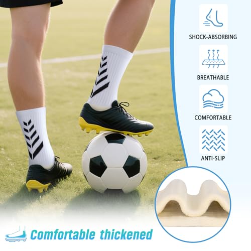 LUROON Non-Slip Football Socks Men 37-46, 2/3/4 Pairs Socks Grip Silicone Football Grip Anti Blister Sports Socks for Women Breathable Non-Slip Football Socks for Cycling Trekking