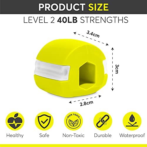 Jaw Exerciser Chew Double Chin Reducer, Jaw Trainer for Women Men, Face and Neck Exerciser, Look Younger, Define Your Jawline, Jawline Shaper, Slim and Tone Face, Mid Level 40lb Yellow