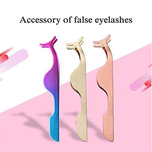 False Eyelashes Applicator Tool - FEITA Professional Falses Eyelash Extension Stainless Steel Clip Remover Tweezer for Lashes Application and Removal - Colorful - 1Pc