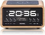 Roxel Nod Bedside Radio DAB/DAB+ FM Alarm Clock Qi Charging Oak view 2