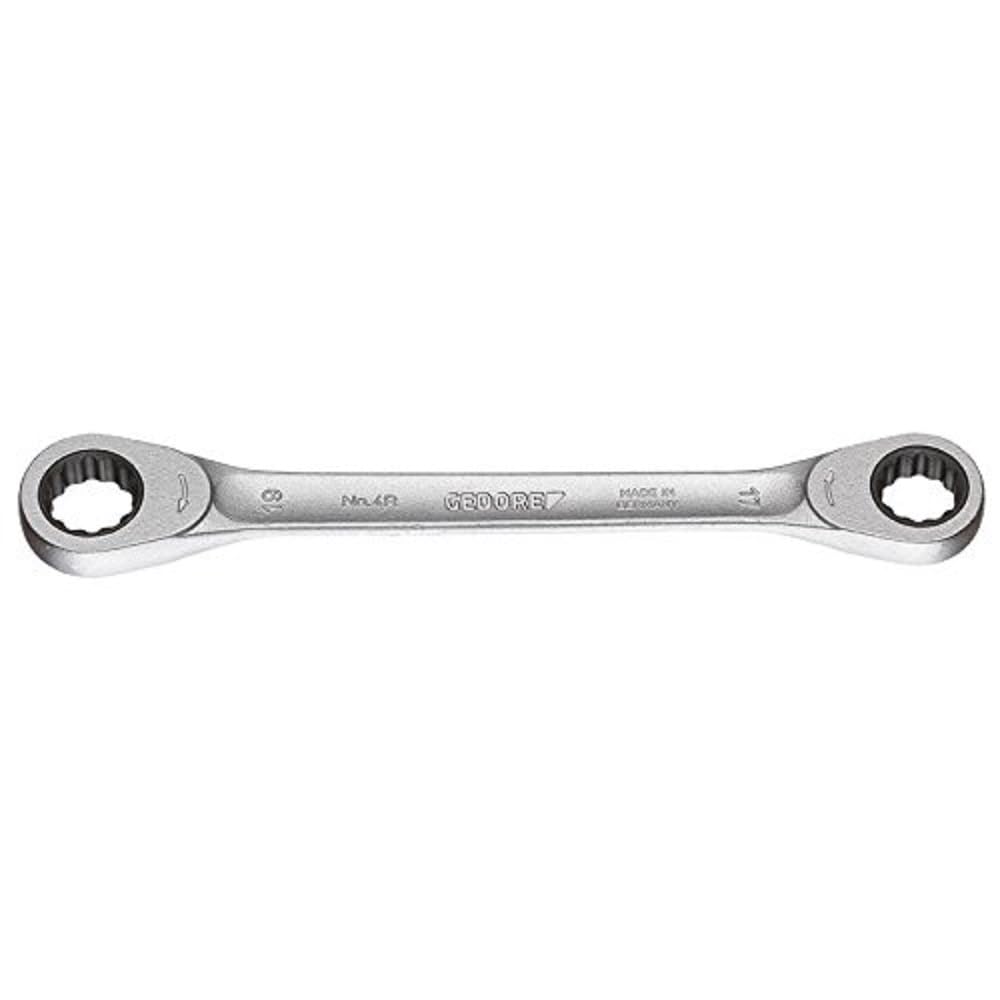 Gedore 4R-17X19 17 x 19 mm Double Ring Ratchet Spanner - Silver