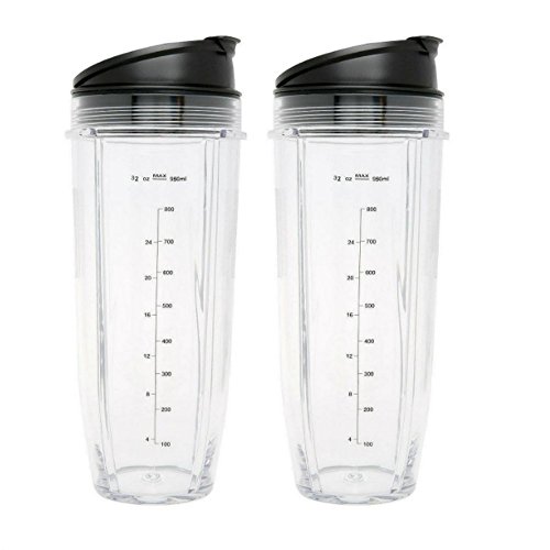 image for Blendin 2 Pack 32 Ounce Cup with Sip & Seal Lids,Fits Nutri Ninja Auto
