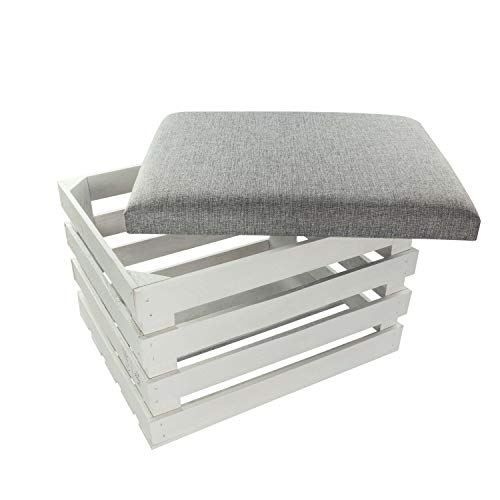 LAUBLUST Weinkisten-Hocker - ca. 50x40x30cm, Grau-Weiß | Sitzbank
