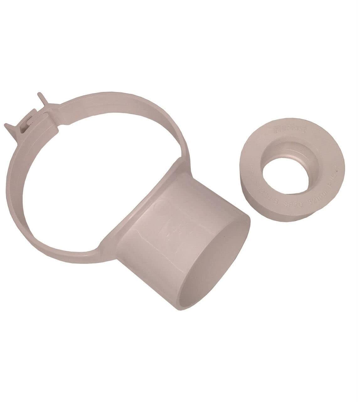 Floplast Soil Pipe White Strap Boss with 43mm Solvent Boss Adapter