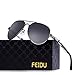 FEIDU Mens Polarized Aviator Sunglasses Metal Frame Unisex Sun Glasses FD9001 (Black/Gun, 2.08)