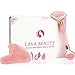 LAVA BEAUTY 2 in 1 Natural Rose Quartz Face Roller & Gua Sha | Facial & Eye Massager Anti Aging Skin Tool Set | Jade Roller Alternative Slimmer | Pink Stone