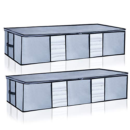 Large Under Bed Storage Organizer Containers [2 Pack] Clothes Organizers Bags with Reinforced