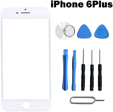 5.5 Inch iPhone 6 Plus / 6s Plus Broken Screen Front Outer Lens Glass Screen Display Touchscreen Replacement Repair Kit Tools / Adhesive Sticker Tape / Lens (White)