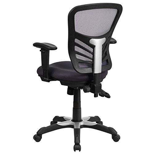 Flash Furniture Mid-Back Dark Gray Mesh Multifunction Executive Swivel Chair with Adjustable Arms