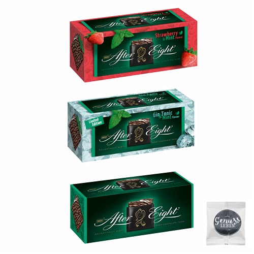 Genussleben Set After Eight 200g, After Eight Erdbeere 200g, After Eight Mojito 200g mit Gratis Jelly Beans