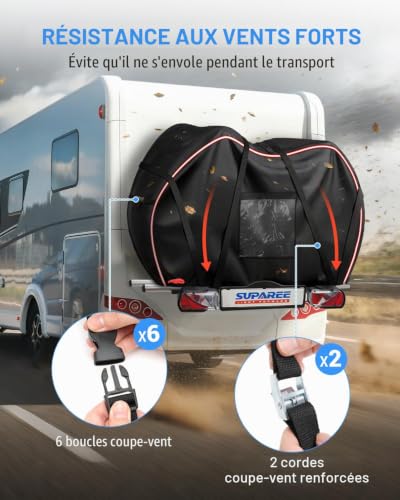 SUPAREE Protective Cover 2 Bicycle Tarpaulin Bicycle Transport Cover for Bicycle Camping Car 420D Oxford with Pocket for Warning Sign Waterproof for Car Travel