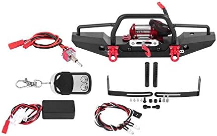 SEN Full Width Winch Front Bumper For TRAXXAS TRX-4 2007-10 Jeep Wrangler JK Black-Red