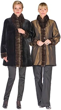 Madison Avenue Mall Womens Reversible Jacket Bronze Sheared Mink Fur - Sable Trim - Size 16