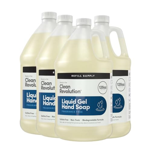 Clean Revolution Fragrance Free Liquid Gel Hand Soap Refill – Sulfate-Free Unsc…