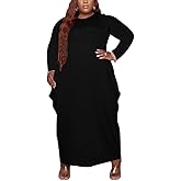 Tycorwd Women's Plus Size Casual Maxi Dresses Short Sleeve Loose Beach Dress Sundress with Pockets