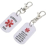 K9King SERVICE DOG ID Tags 2 pack COMBO Bright Double Sided with Red Medical Alert Symbol. Easily switch between collars harness and vest.