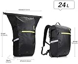 Rhinowalk 22L Waterproof Pannier Bag Convertible Bike Backpack Black view 2