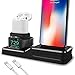3 in 1 Premium Silicone Stand Compatible iPhone AirPods Apple Watch Charging Dock Station Holder, Compatible Apple Watch Series 4/3/2/1/AirPods, Compatible iPhone Xs MAX/XR/X/8 Plus/7 Plus Black